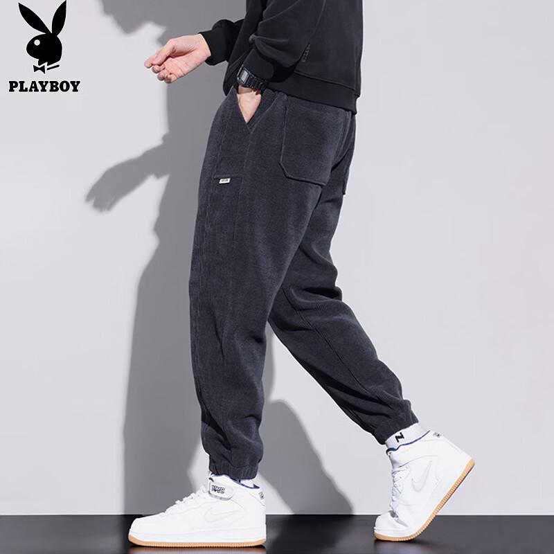 PLAYBOY Men's Corduroy Tapered Drawstring Sweatpants