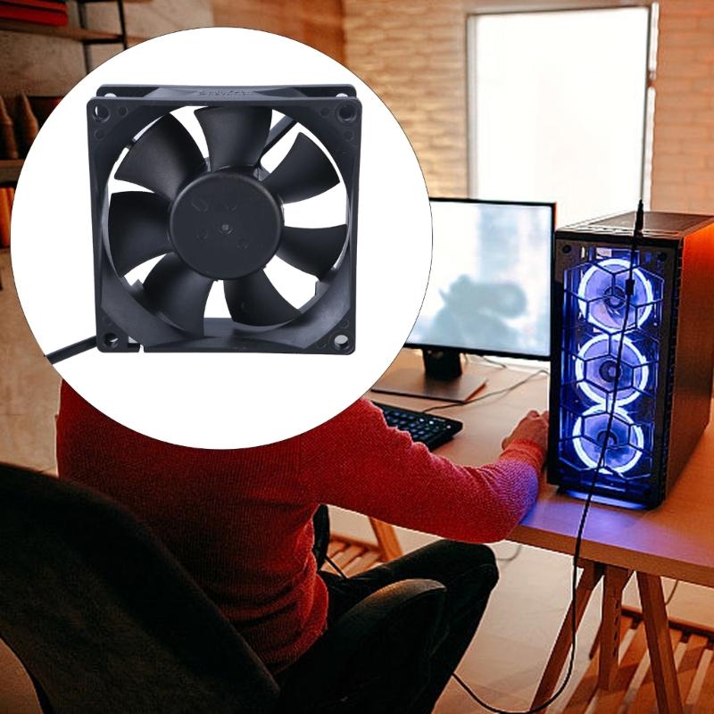 80mmx80mmx25mm Bearing Fan 12V 8025 Brushless Cooling Fan 5.5x2.1mm for Cooling PC Computer Case CPU Radiators