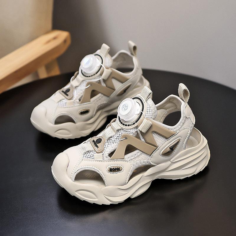 Classmate 2025 summer mesh rotating buckle bag head sandals boys hollow creek shoes girls sports beach shoes