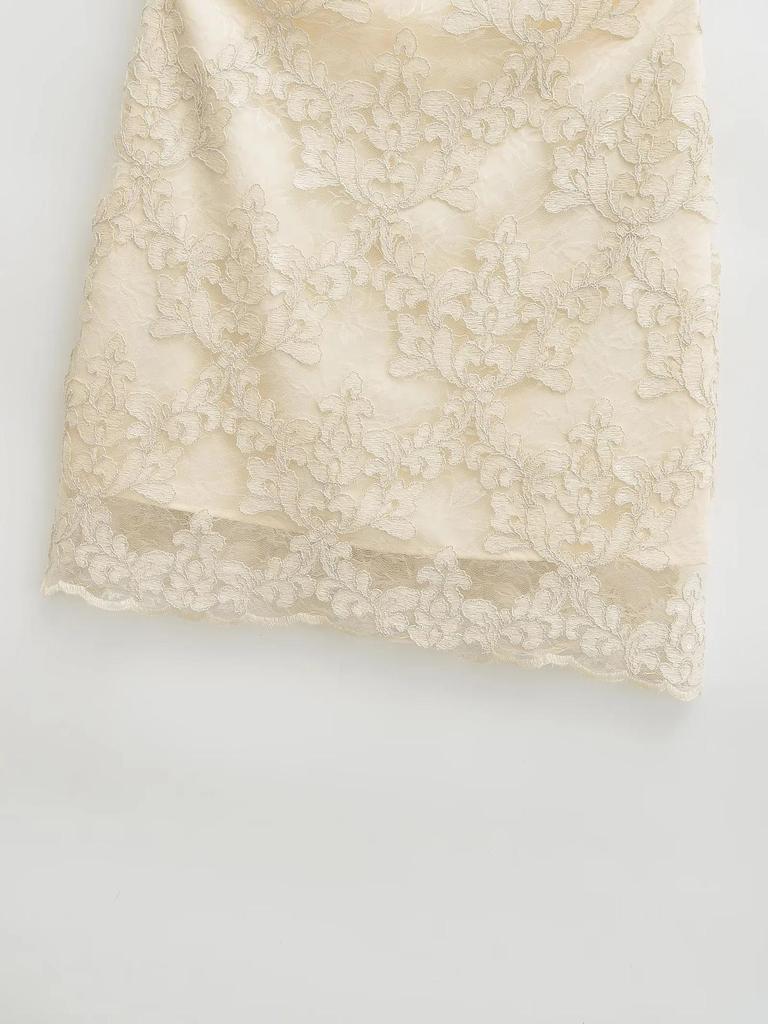 Elegant Summer Retro Jacquard Lace High-Waist Skirt for Women