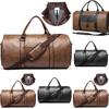 2025 New Men's Large Capacity Leather Weekend Travel Business Convertible Suit Bag 2 In 1 Hand Carry-on Luggage Bag