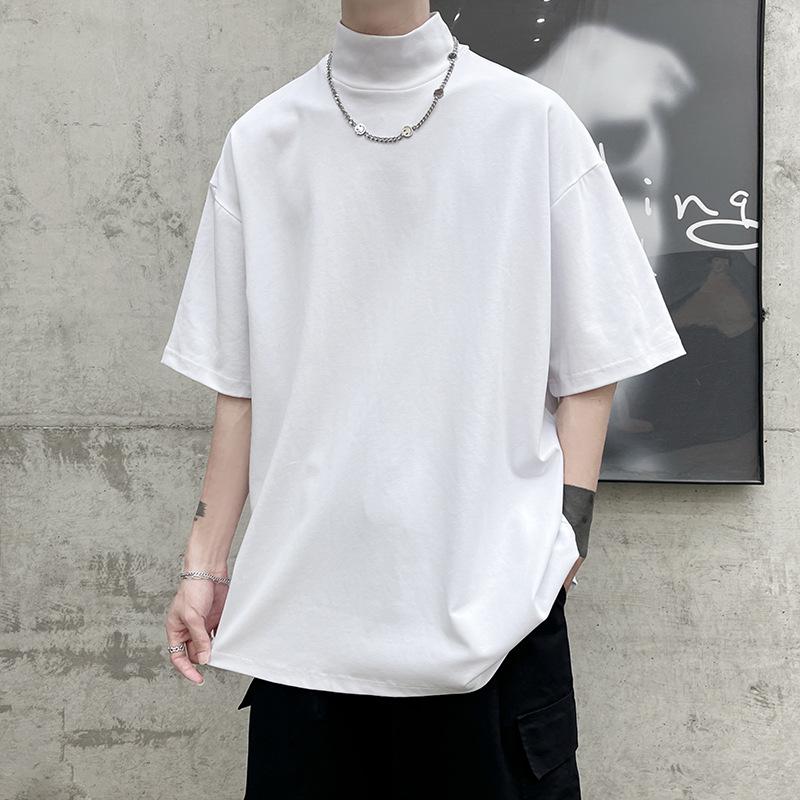 Mens Loose Solid Color Short Sleeve Basic Casual Bottoming T Shirt M