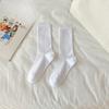 Female Summer Thin Simple Pure Color All Build Vertical Bar Wicking High Tube Cotton Socks