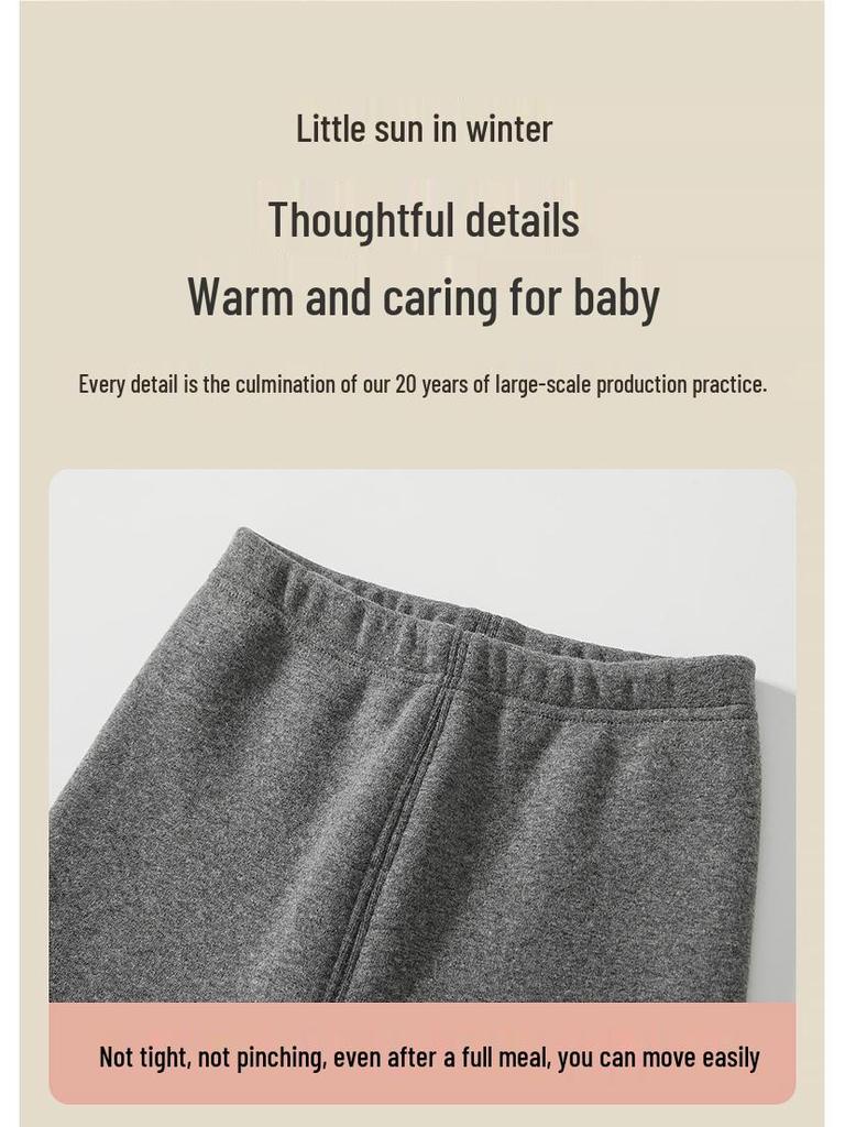 2025 Herbst/Winter Mädchen Leggings mit Herzdesign, Fleece gefüttert für Babys 0-3 Jahre - Lange Hosen mit offenem Schritt