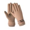 Leather Trendy Thick Knitted Full Finger Gloves Women Gloves Touch Screen Mittens Winter Gloves