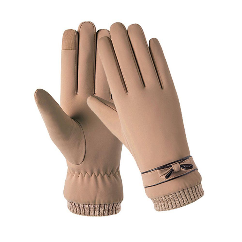 Leather Trendy Thick Knitted Full Finger Gloves Women Gloves Touch Screen Mittens Winter Gloves