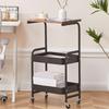 3 Tier Slim Storage Cart Mobile Trolley on Wheel Top Small Table Slide Out Organizer Rolling