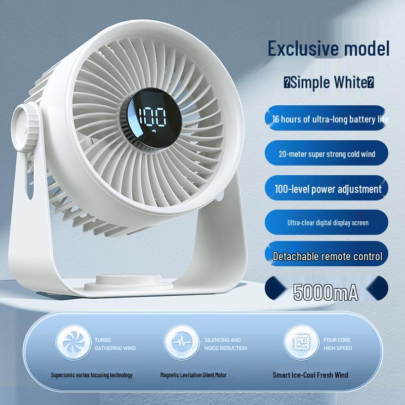 Rechargeable High-Power Desktop and Outdoor Fan with Timer & Remote Control