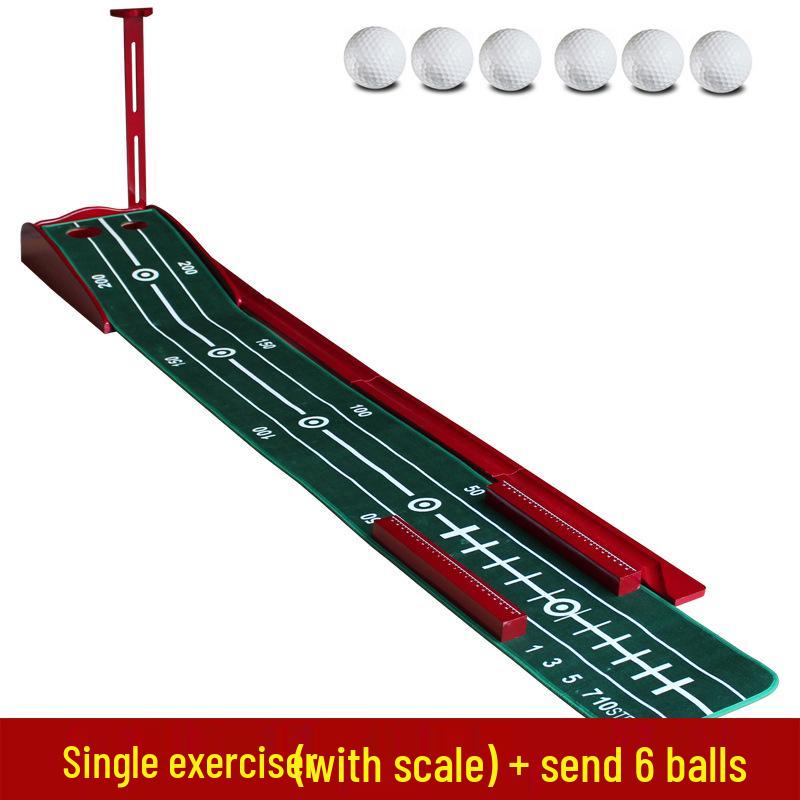 

Solid Wood Golf Putting Practice Set with Ball Return and Plush Mat for Home or Office