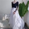 Women's Maxi High Waist Drawstring Loose Flowy Sheer Long Skirt Elegant Casual Daily A-line Skirt