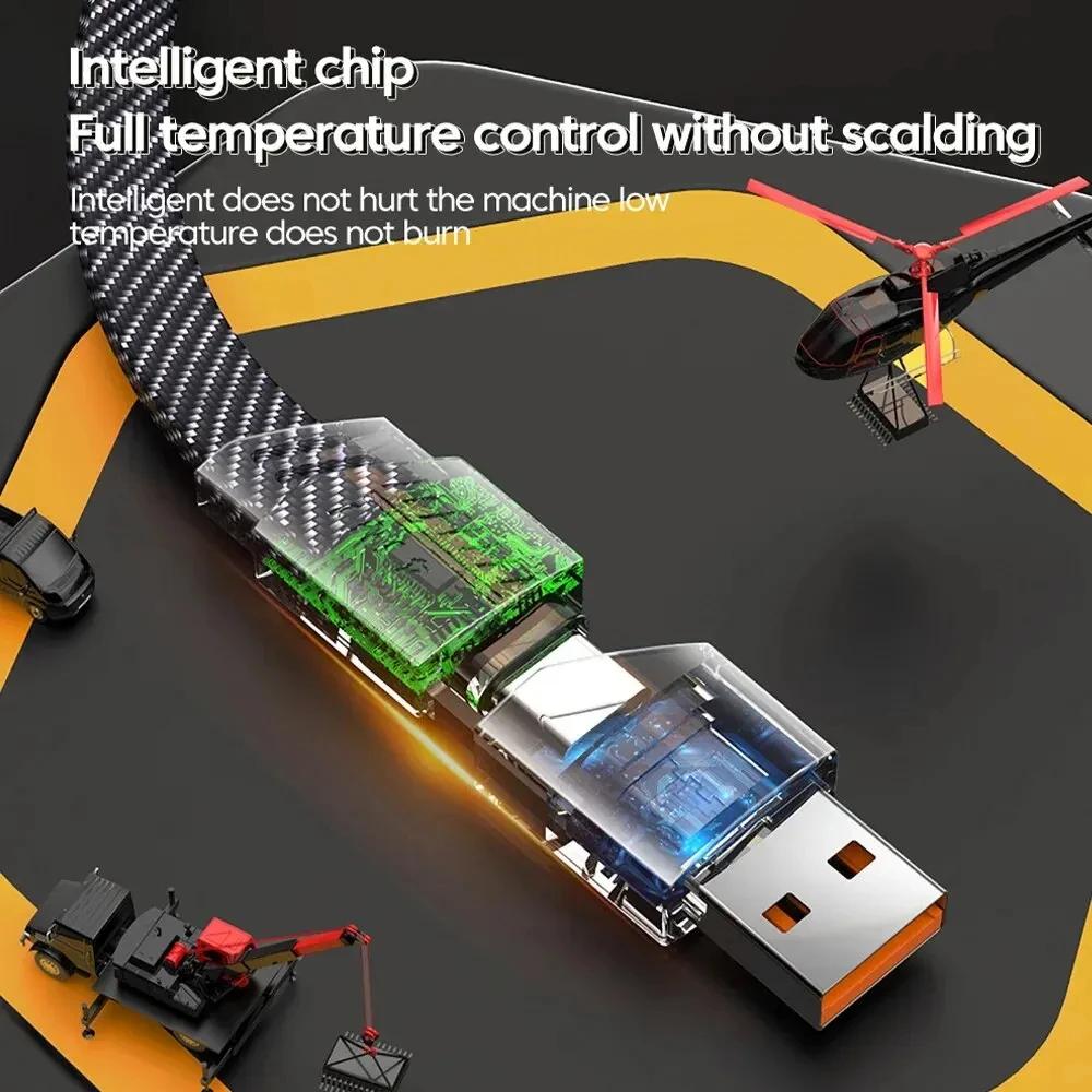 4 в 1 кабель для быстрой зарядки PD 65 Вт USB-кабель типа C с двумя разъемами Lighting — фото 4