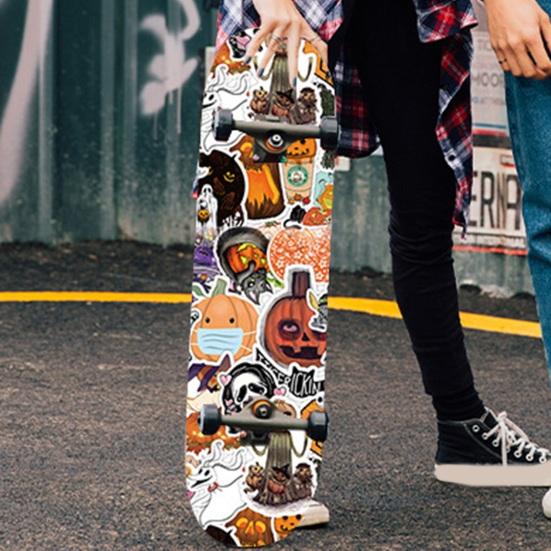 50Pcs Halloween Cartoon Stickers Various Pumpkin Witch Skull Ghost Funny Decals Waterproof PVC Adhesive Halloween DIY Decoration Stickers for