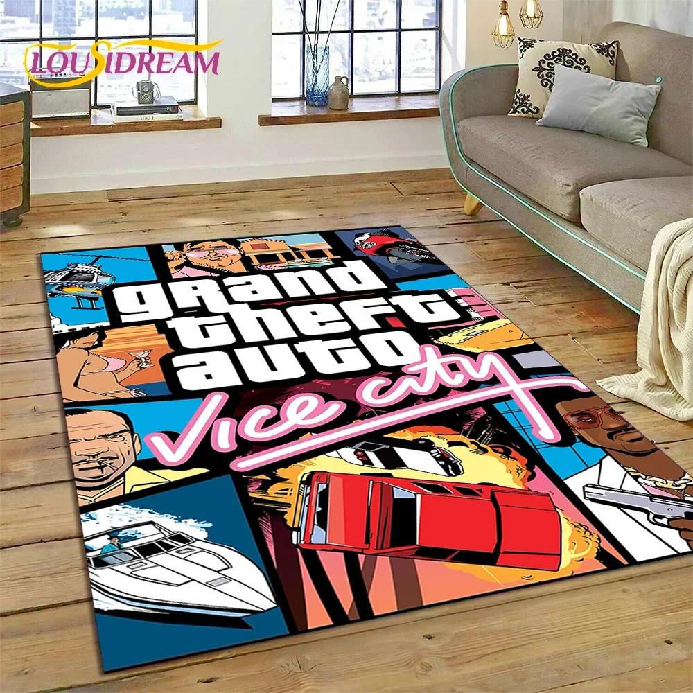 3D GTA Spiel Grand Theft Auto Gamer Teppich für Schlafzimmer Wohnzimmer Zuhause Sofa Dekoration, Kinder Spiel Große Dekor Bodenmatte