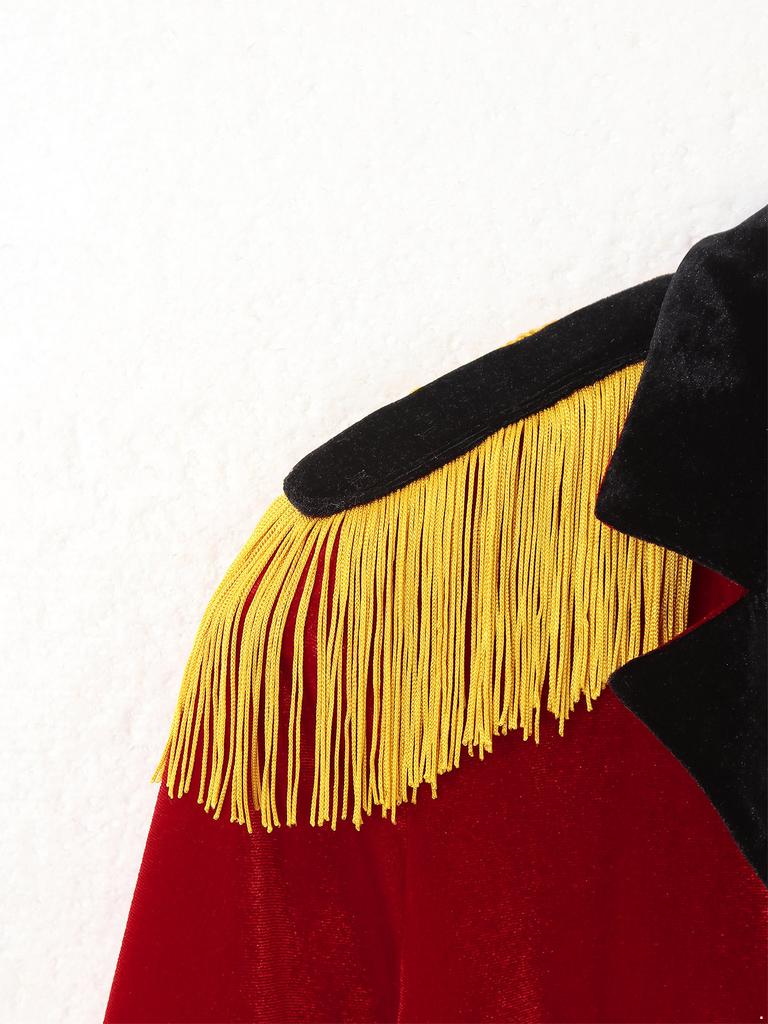 Dame Ringmester Frakk Fløyel Revers Langermet Fargeblokk Design Sirkus Scene Kostyme