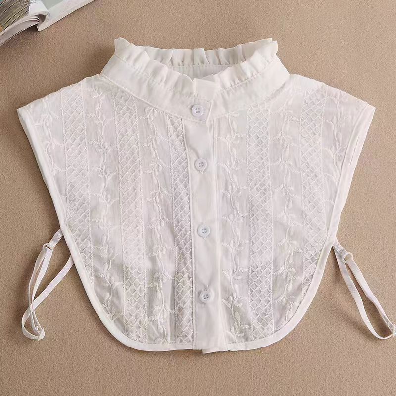 Белый полый цветочный ложный воротник Женские съемные воротники Лацкан Рубашка Белый ложный воротник Половина рубашки Женские аксессуары Декор для шеи