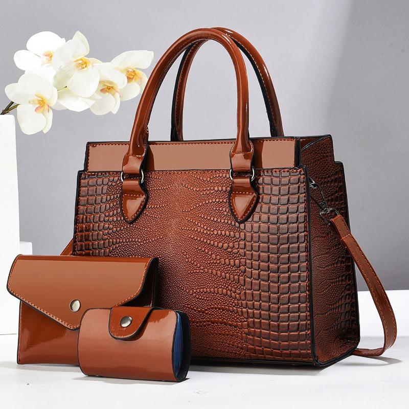 Women's bag bag Urban crocodile pattern handbag Mother and child bag Three-piece set One shoulder oblique span bag