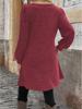 2025 Women's Solid Color Crew Neck Long Sleeve Dress with Pockets and Buttons