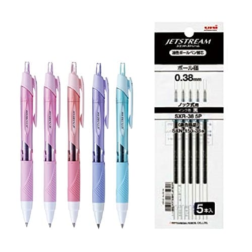 

Mitsubishi Pencil oil-based ballpoint pen Jetstream 38 4 colors 5 pieces + refill 38 black 5 pieces set SXN-150-38+SXR-38