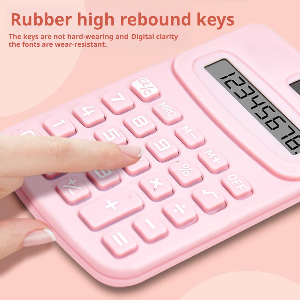 Mechanical Calculator 8 Digit Large Solar Power and LCD Display Big Button Cute Candy Colored Calculator Suitable for Office