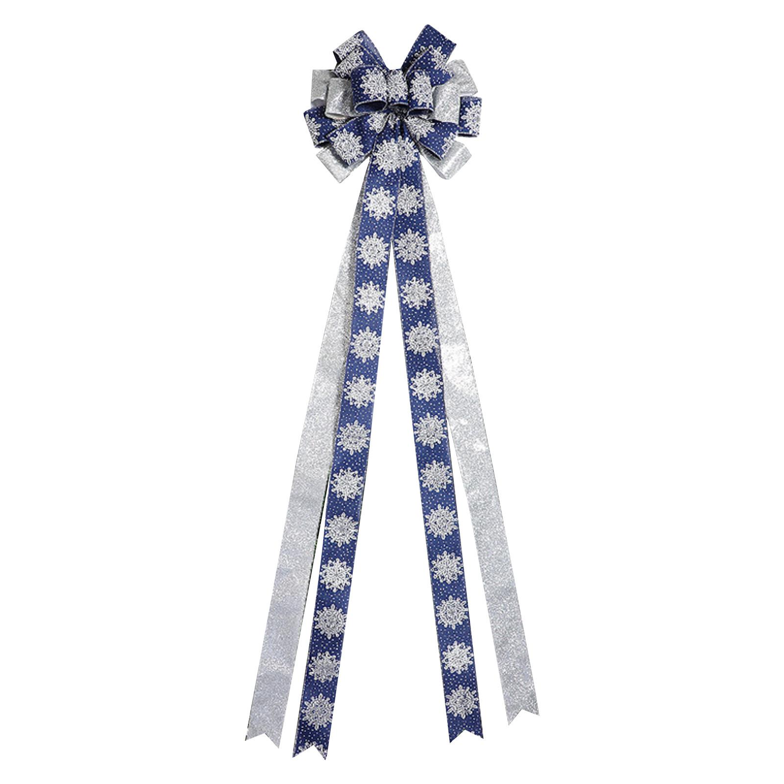 

Верхушка для рождественской елки, большой бант, зимние рождественские украшения, банты для рождественской елки, блестящая снежинка, верхушка для елки One Size синий