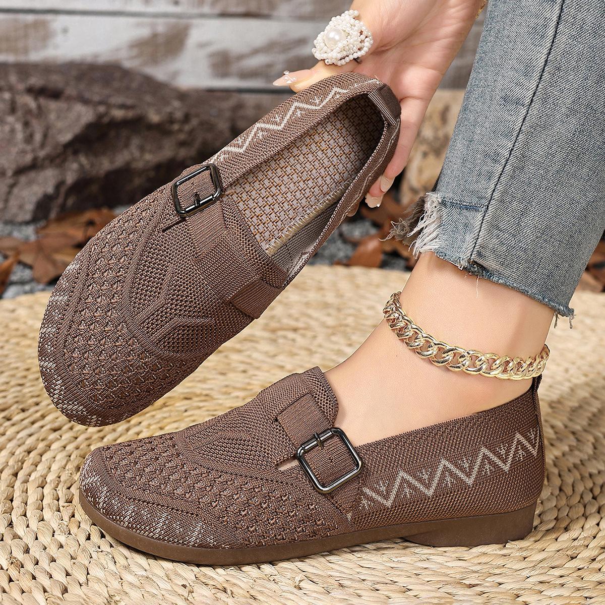 

Women s Casual Slip On Ballet Flats Anti-Slip Office Work Lightweight Round Toe Walking Shoes Breathable Loafers for Women Knitted Dress Shoes 36