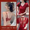Red underwear female wedding bride small breasts gather and show large breasts anti-sagging sexy lace bra
