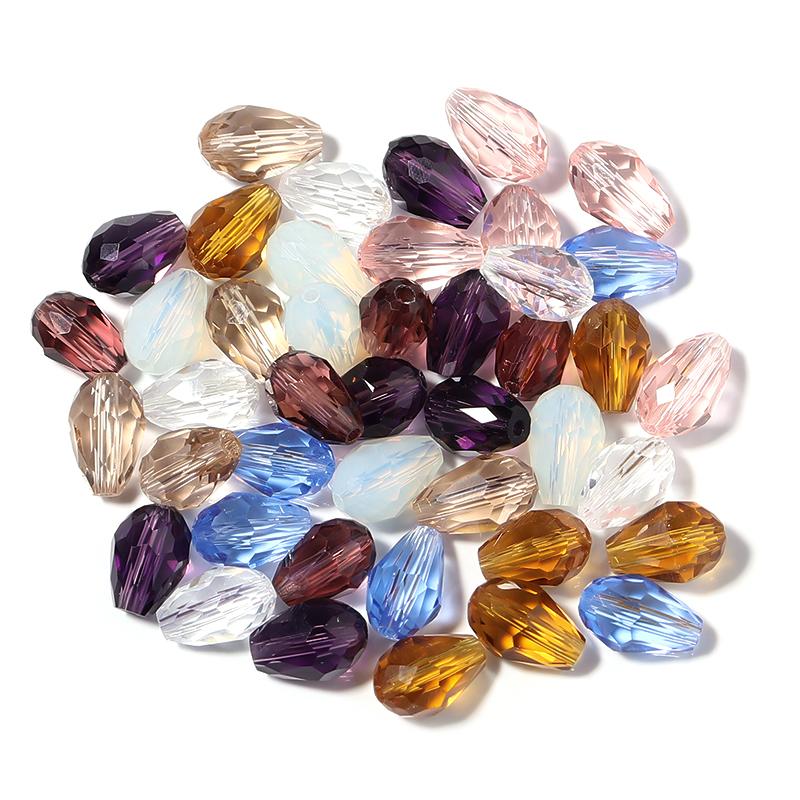 50 Stück/Los 8x12mm Wassertropfen Kristallperlen Glänzende Facettierte Glasperlen Lose Abstandshalterperlen Für Schmuckherstellung DIY Armbänder Zubehör