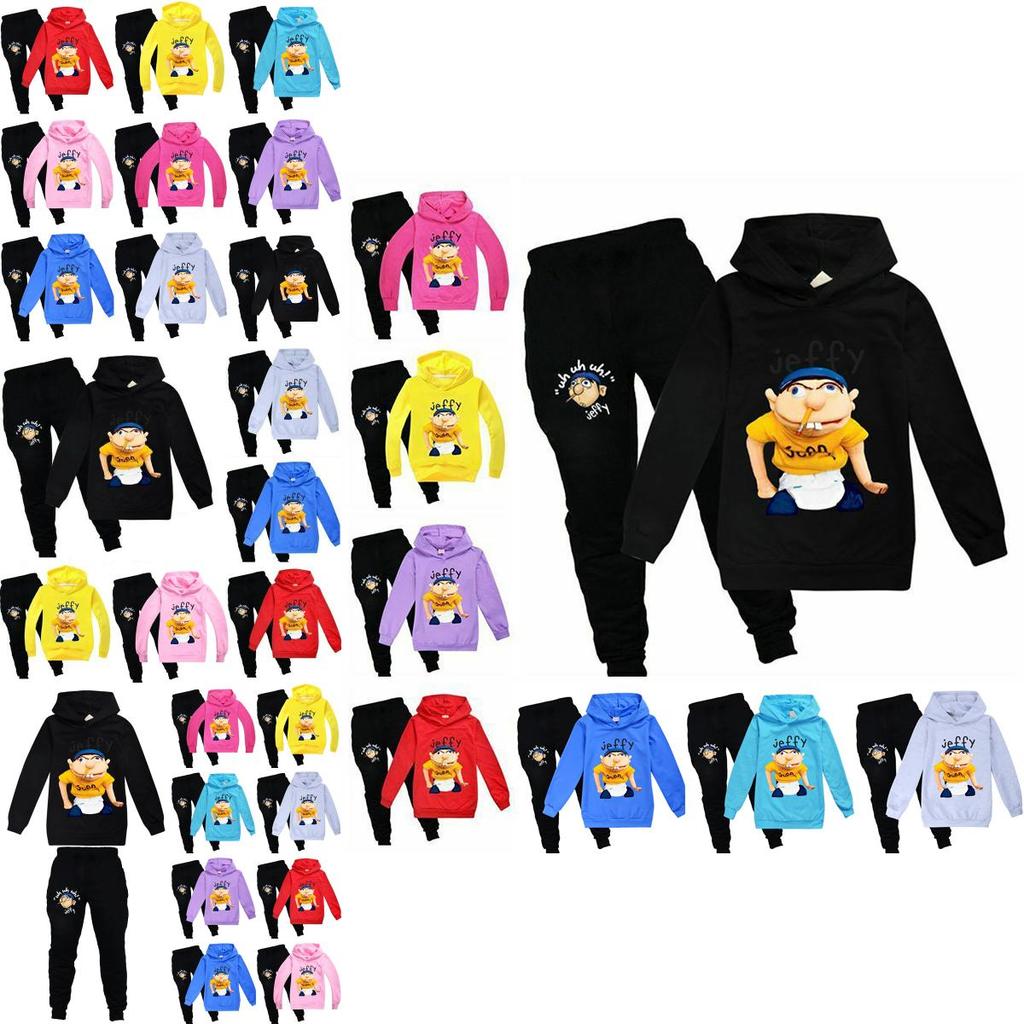 Jeffy Puppet Hoodies voor kinderen, casual trainingspakken voor lente en herfst, met heldere digitale print en verfijnde stiksels.