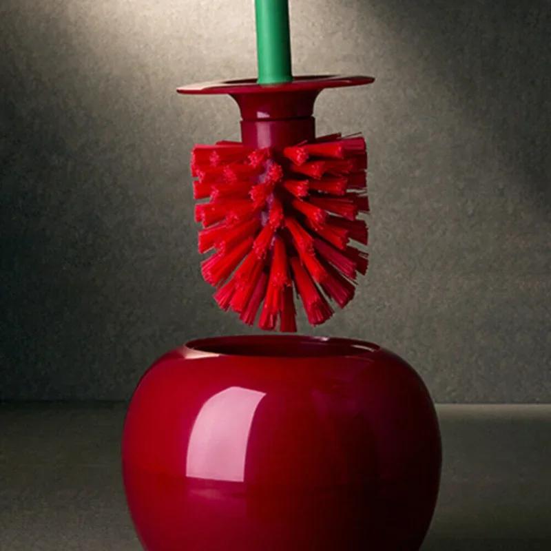1 cherry shaped toilet brush with bracket - easy to clean, durable bristles, modern bathroom decoration and improved hygiene