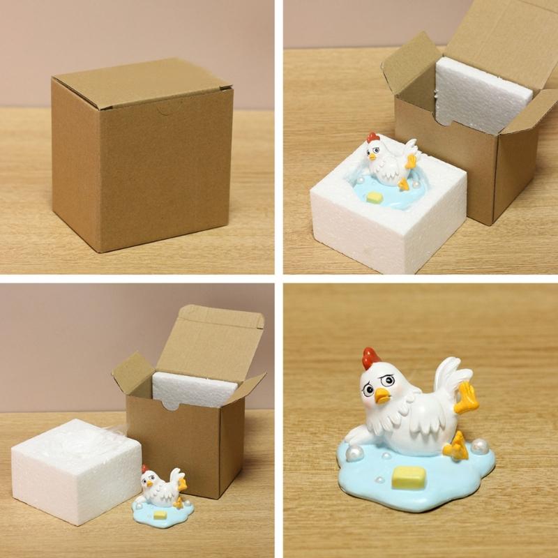 Funny Resin Slipping Chicken Figure Phone Stand Desk Decors Humorous Ornament Gift for Friend Family Birthday Holiday