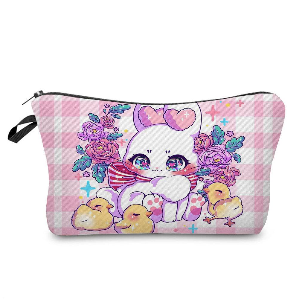Women Rabbit Print Cosmetic Bag Toiletries Organize Travel Storage Case  6412 KTB