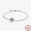 925 Sterling Silver Basic Snake Chain Fiori Blu Ondulato Slider Bracciali Adatti Originale Marchio Charms Donne Ragazza Fai da Te Creazione Gioielli