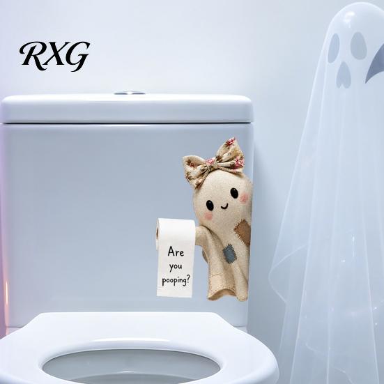 Creative Halloween Wall Murals Bathroom Sticker, Cute Ghost Witch Cat Toilet Decal, Spooky Pattern Decor Skeleton Are You Pooping Sticker for Humorous