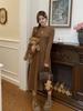French Red Semi-High Neck Knit Slimming Dress - Long-Sleeved Autumn/Winter Fashion for Women