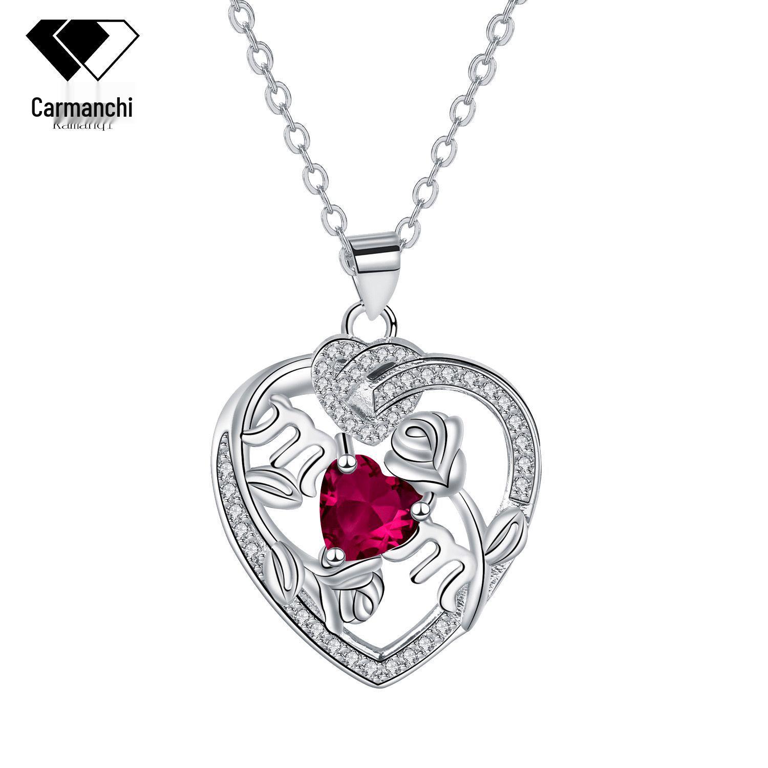 

Мультяшное ожерелье-подвеска в виде сердца, розы и надписи «MOM» — любимое украшение высокого класса для женщин платиновый