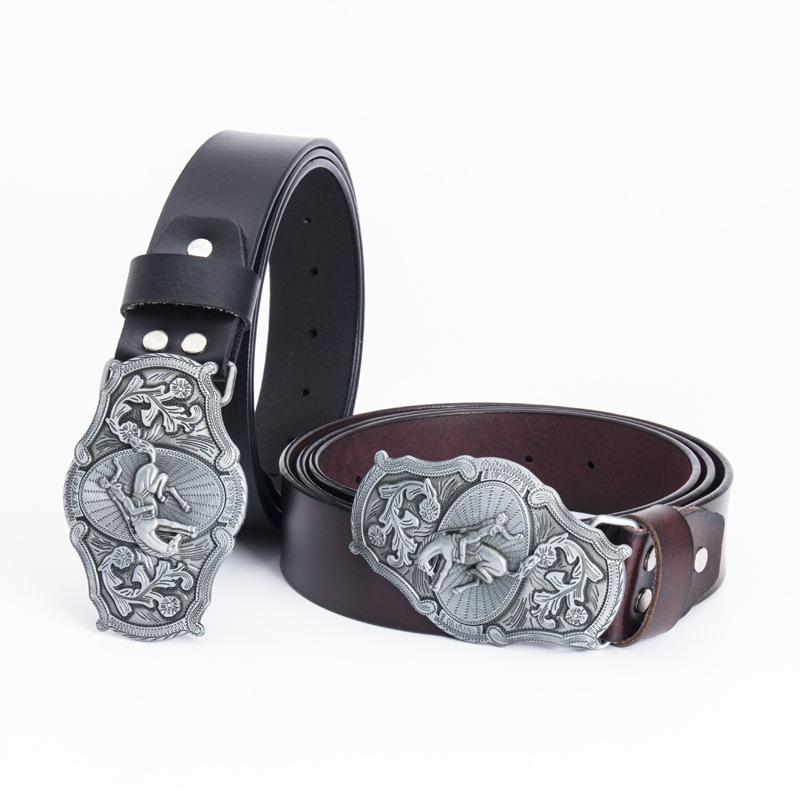 Antikes Kostüm Schauspieler Rindsleder Gürtel Gentleman Identitätsgürtel Gürtel Taillengürtel Zweilagiges Leder Schwarz Kaffee Gürtel