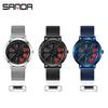 Sanda Men's Creative Rotating Quartz Wristwatch with Mesh Strap