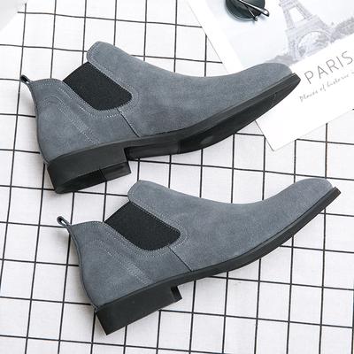 Fashion Chelsea Boots Men Winter Suede Shoes Man Casual Leather Boots Male Footwear Warm Plush Fur Slip On Ankle Boots For Men