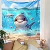 Cute Shark Underwater Adventure Patterned Tapestry Decorative Wall Hanging, Home Bedroom Living Room Decor