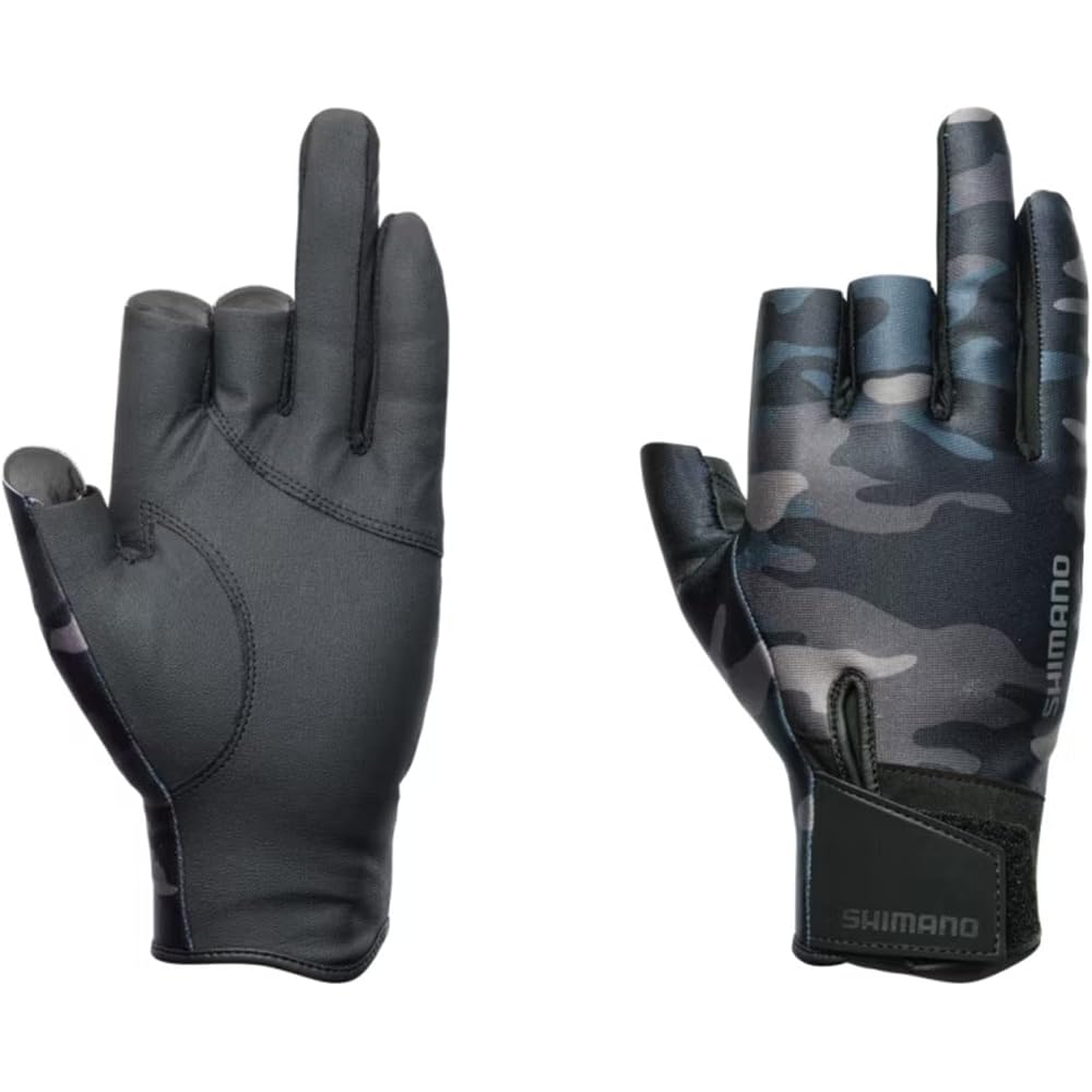 Shimano Titanium Alpha Gloves 3-Finger Cut Black Multi-Camo XL