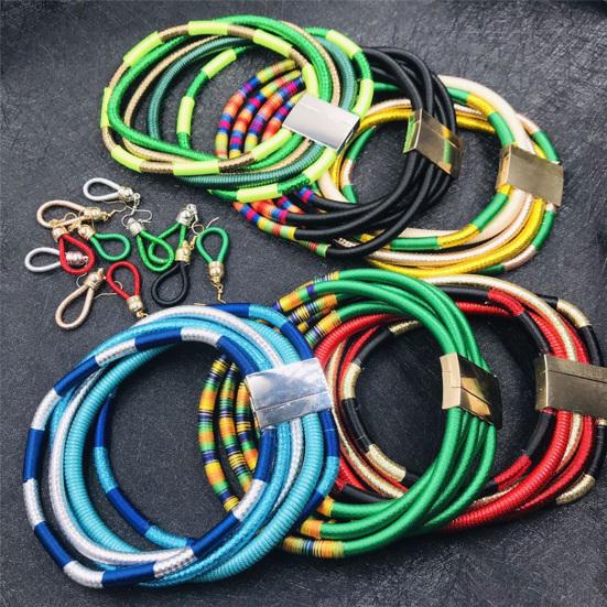 

Женское многослойное преувеличенное плетеное ожерелье, серьги-капли, подарочный набор ювелирных изделий