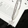 European and American Style Pearl Butterfly Men's Tide Ins Hip-hop Necklace Collarbone Chain Titanium Steel Necklace Men's Decorative Neck Chain 