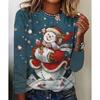 Fashion Women's Crew Neck Long Sleeve 3D Casual Color Printing Casual Long Sleeve Crew Neck T-Shirt