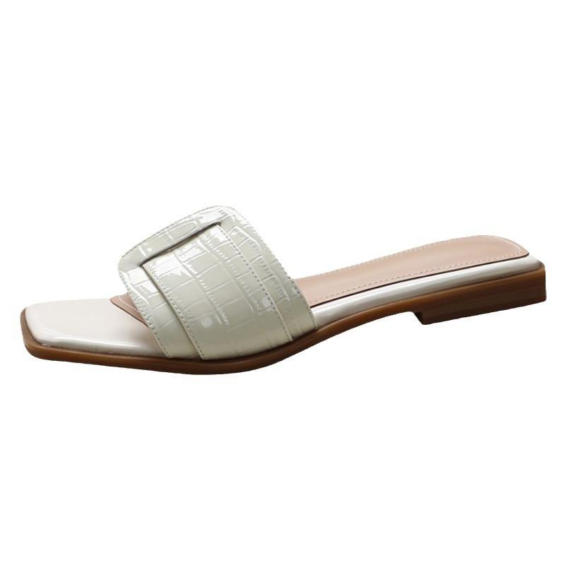 Fashion 2025 Rome Style Leisure Fashion Leather Slippers Summer Casual Flat Shoes Female Slippers Women Luxury Soft Women Sandals