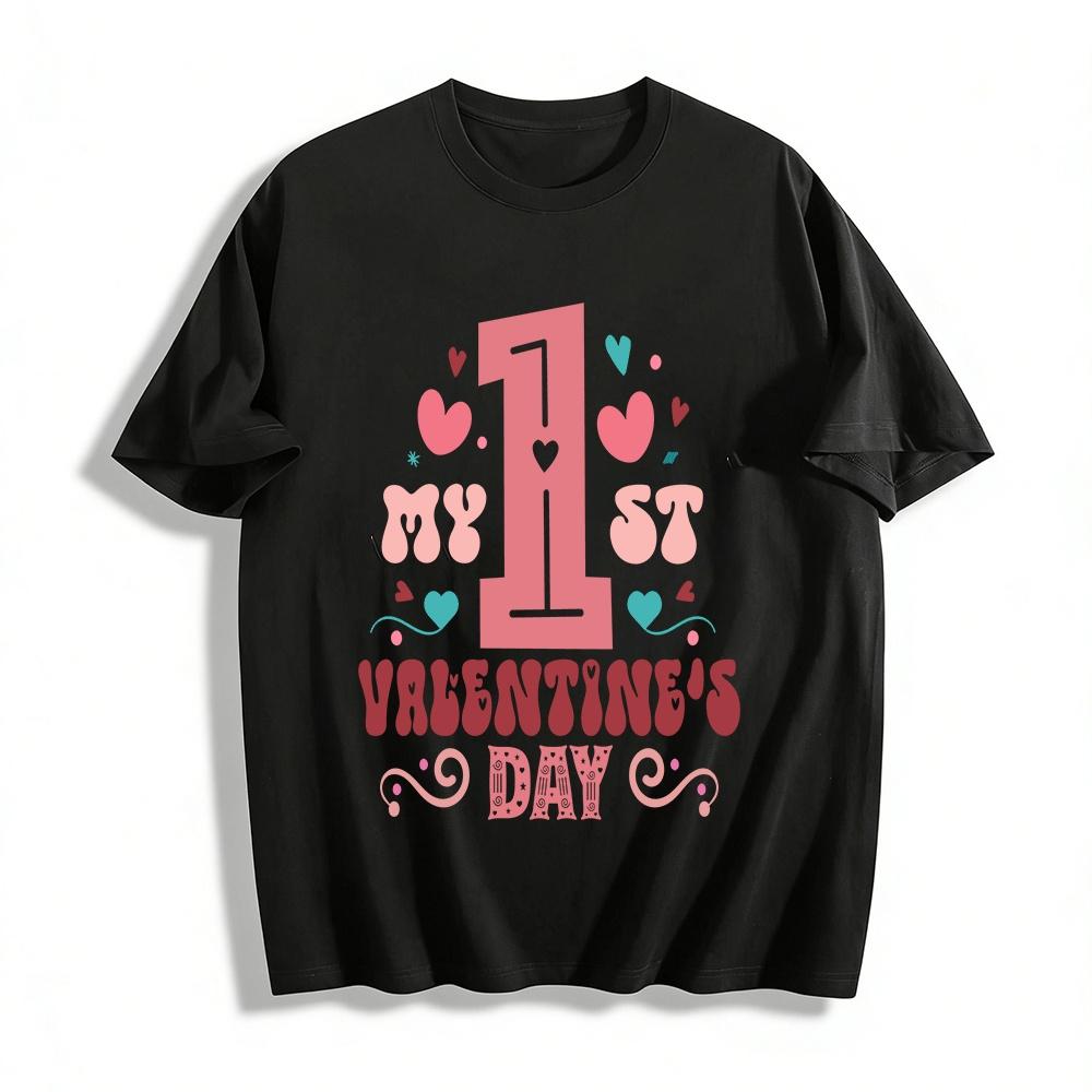 My 1st Valentine s Day Baby Girl Boy First Valentine Outfit Pure cotton T-shirt XXS