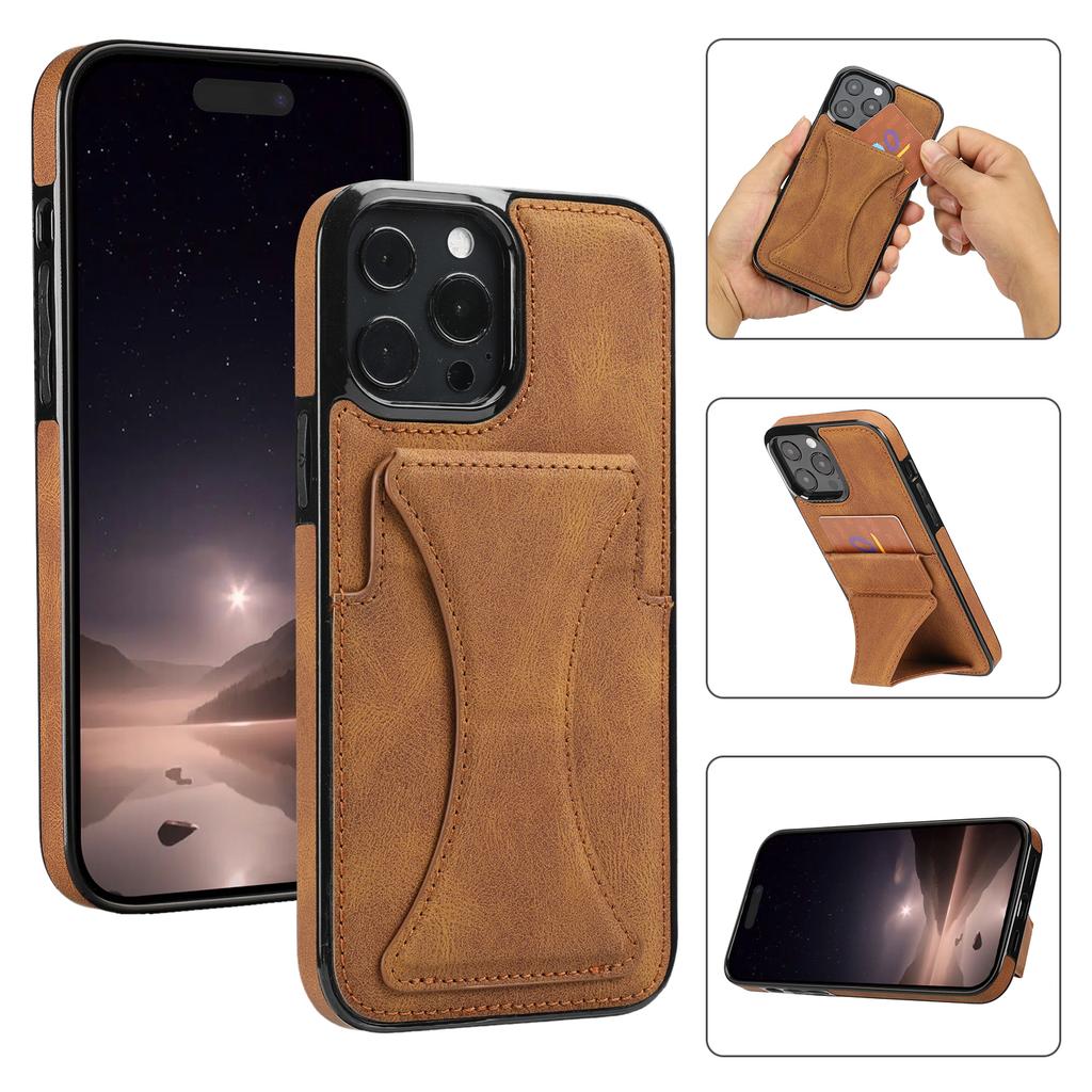 High Quality PU Leather Protective Credit Card Slots Foldable Kickstand Phone Case for iPhone 16 Pro Max 15 Plus 14 13 12 11
