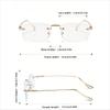 Damen Herren Rechteckig Randlos High-End Metall Transparente Verfärbung Brille, Geeignet für Tägliches Tragen, Mode Street Photography