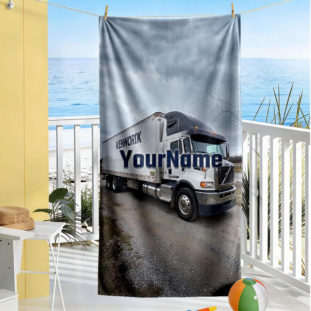 Kw Heavy Trucks Personalized Text Beach Towel Quick-Dry Soft Microfiber Portable for SwimmingBeachCamping Travel Beach AccessoriesGym