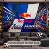 Wall Hanging Tapestry Custom NameRed Bull Racing Pattern Personalized Printed Fabric Wall Decor