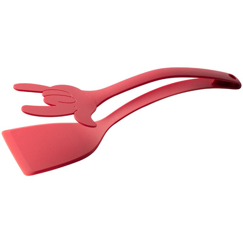 

Нейлоновая лопатка для жарки стейков, кухонная лопатка для жарки 2 в 1, зажим для еды, бытовая зажим для тостов и омлетов, переворачивающаяся лопатка красный